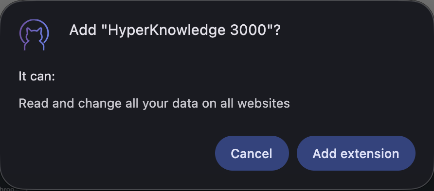 Add extension confirmation dialog